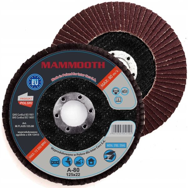 Suport Disc Abraziv Polizor Multifuncțional MAMMOOTH Disc 125mm 10buc Metal/Oțel Granulometrie 80mm Diametru Gaură 22mm