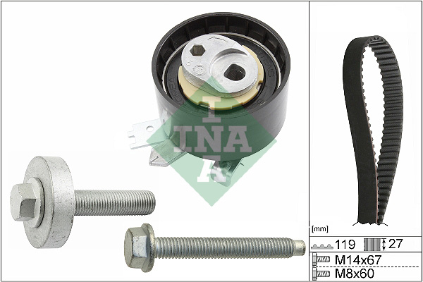 Set sincronizare INA curea pinion Mercedes A W176 B Sports Tourer W246 Citan CLA 1.5D Latime 27mm Lungime 1133mm 119 dinti