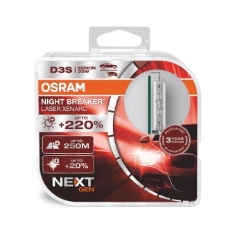 Bec far faza lunga OSRAM D3S 42V 35W PK32D-5 Night Breaker Laser 4400K Duobox 2buc 20% lumina mai alba 200% luminozitate mai mare