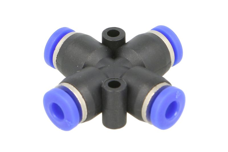 Cap de cuplare PNEUMATICS TEKALAN cvadruplu plastic 4x1 mm 10 bucăți Patruplu Emergency Push-in Sistem Pneumatic