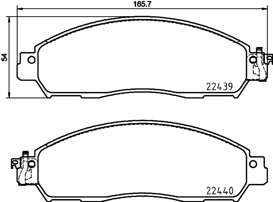 Set Placute Frana Disc Fata BREMBO NISSAN NAVARA RENAULT ALASKAN 2.3D 01.15- Inaltime 54mm Latime 166mm Grosime 17mm