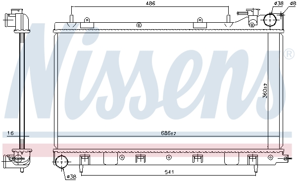 Radiator motor manual NISSENS Subaru Forester 2.5 aluminiu plastic 360mm x 688mm x 16mm fără ramă