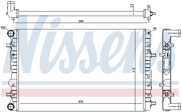 Radiator motor aluminiu plastic VW FOX 1.4 NISSENS 415mm x 632mm x 23mm Manual Cimentata