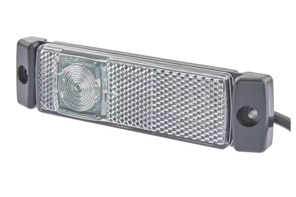 Lumina de delimitare HELLA LED 24V montare fata L/R fixare orizontala lungime cablu 500mm IP6K9K alb 16x130x32mm