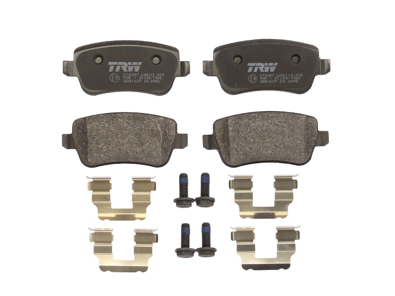 Set placute frana disc spate TRW cu suplimente suruburi ghidare etrier FIAT CROMA 1.8/1.9D/2.2 06.05- 105.6x46.6x16.8 mm