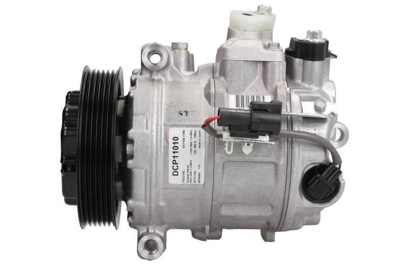 Compresor aer condiționat DENSO JAGUAR XJ 3.6 05.03-03.09 7SEU16C 6 caneluri R134a 120mm 12V PAG 46 140ml 3 găuri fixare