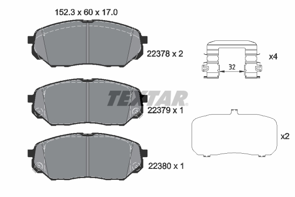 Set placute frana Fata TEXTAR 60.0mm Inaltime 152.3mm Latime 17.0mm Grosime Hyundai Santa Fe IV Kia Sorento III