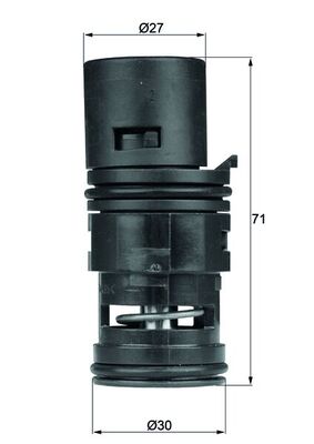 Termostat racire ulei MAHLE 75°C carcasa BMW X3 E83 2.5/3.0 08.06-08.08 27mm int 30mm ext 71mm inaltime cu etansare garnitura