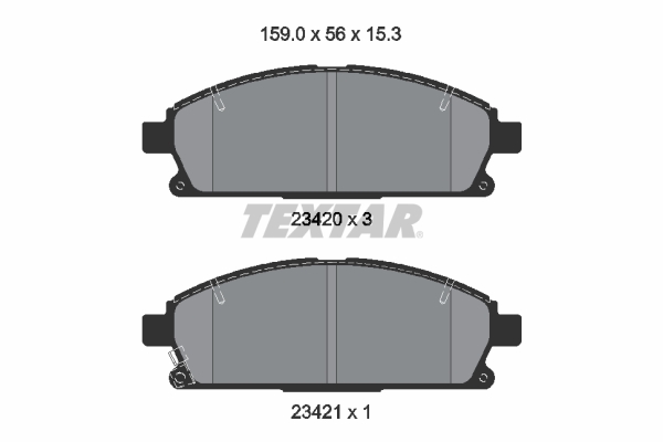 Set Placute Frana Fata Textar Infiniti Q45 II 4.1 01.97-01.01 Inaltime 56mm Latime 159mm Grosime 15.3mm Senzor Uzura Da