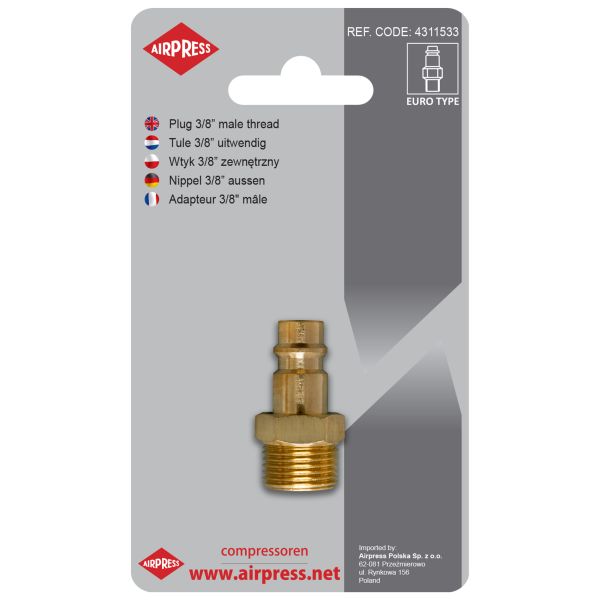 Stub-pipe 3/8` exterior 10bar trunchi teava AIRPRESS eticheta printabila