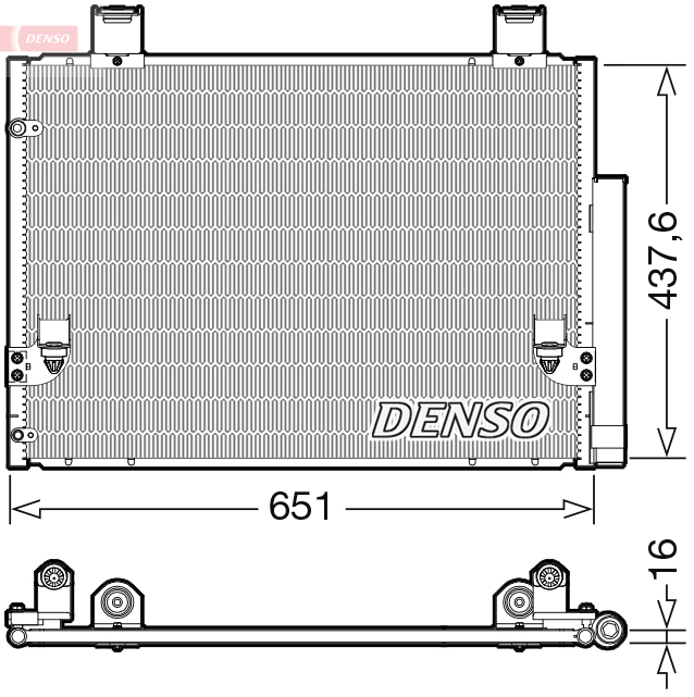 Condensator climatizare DENSO A/C Toyota Hilux VII 2.5D/3.0D 03.05-09.15 cu uscator Inaltime 437.64mm Latime 651.0mm Grosime 16.0mm