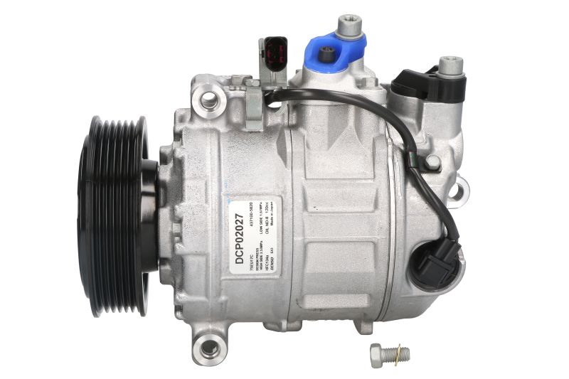 Compresor climatizare Audi DENSO 7SEU17C 12V R134a 6 nervuri 138mm înălțime 222mm lungime 110mm diametru fulie PAG46 120ml