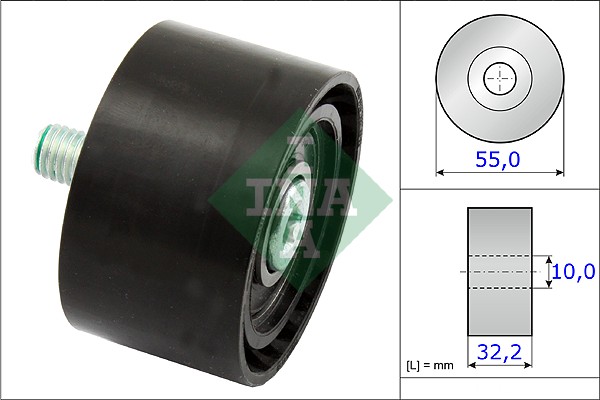 Rola ghidare curea transmisie INA BMW 5 F10 F11 7 F01 F02 F03 F04 X3 F25 2.5/3.0 Diametru 55.0 mm Latime 32.2 mm