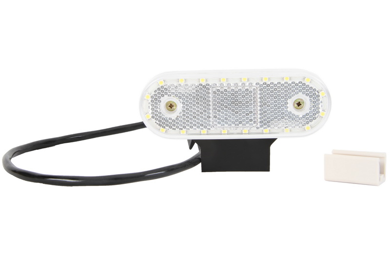 Lumina de clarificare WAS oval alb LED 12/24V înălțime 40mm lățime 114mm adâncime 25mm lungime cablu 500mm cu umeraș CLICK-IN/JAEGER