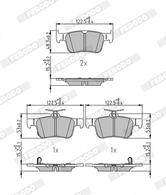 Set Placute Frana Spate FERODO Honda Civic X 1.0-Electric 06.16- Inaltime 53.4 mm Latime 122.5 mm Grosime 15.2 mm