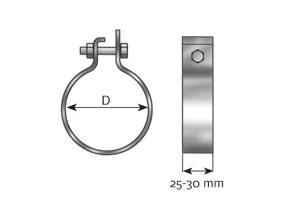 Colier sistem esapament DINEX Clema aluminiu 78.5mm Latime 90.0mm Inaltime 30.0mm Lungime 120.0mm