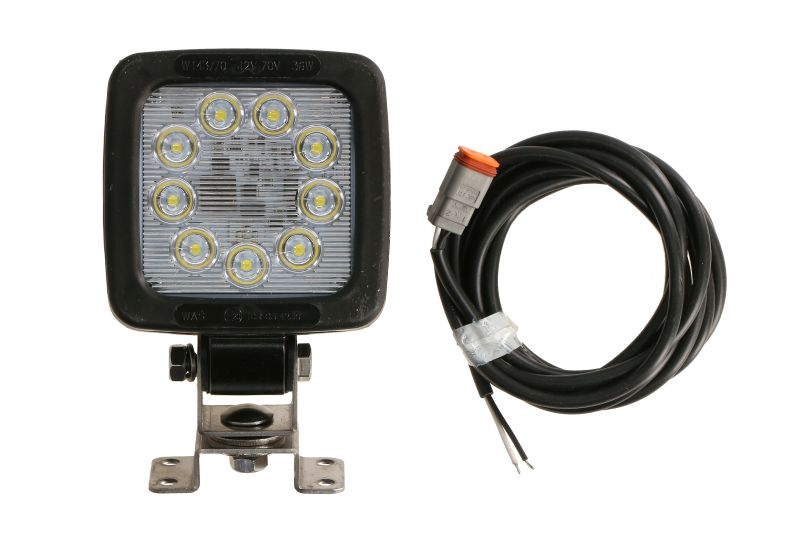 Lampa de lucru WAS 12/24/70V 36W 3000lm 9 LED lungime 101mm inaltime 101mm adancime 75mm conector Deutsch sirma 2.5m