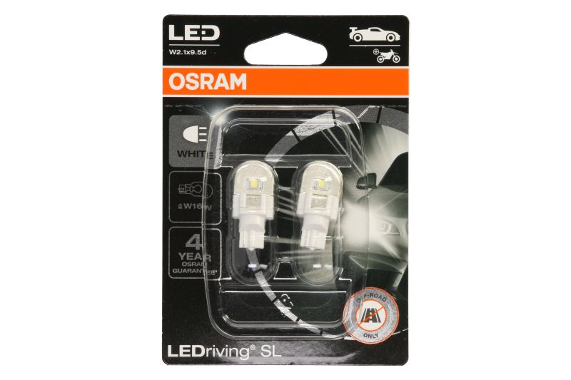 Bec LED OSRAM W16W 12V 2,1W W2,1X9,5D ambalaj blister 2buc alb rece 6000K LEDriving SL 130lm