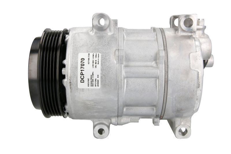 Compresor aer condiționat DENSO MERCEDES-BENZ 6SEU16C 12V 5 caneluri Diametru fulie 110mm Lungime 205mm Înălțime 138mm R134a PAG 46