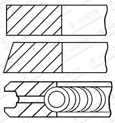 Set segmenti piston GOETZE 91.1 mm STD 2.5-4-2 mm Mitsubishi L300/Delica II L200 2.3D/2.5D 04.83-12.07