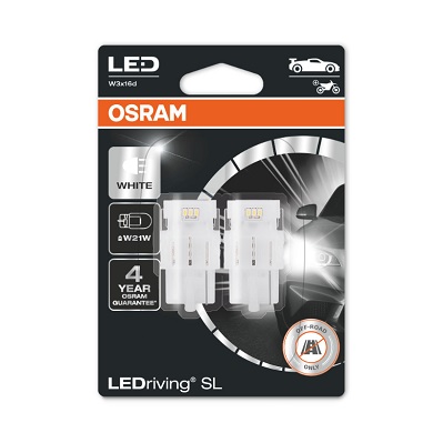 Bec LED OSRAM W21W 12V 2W W3X16D 6000K LEDriving SL Ambalaj Blister 2buc Alb Rece 154lm 7706CW-02B