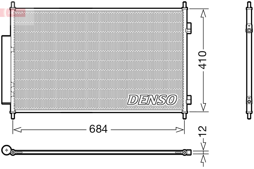 Condensator climatizare DENSO cu uscator R134a HONDA HR-V 1.5/1.6D 08.15- Inaltime 410mm Latime 684mm Grosime 12mm