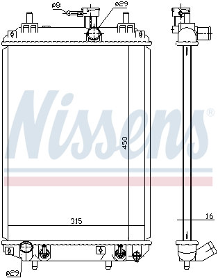 Radiator racire motor NISSENS DAIHATSU MATERIA 1.3/1.5 Aluminiu 450mm Inaltime 315mm Latime 16mm Grosime