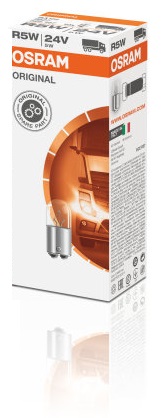 Bec lampa spate OSRAM R5W 24V 5W soclu BA15D set 10 buc lampa spate auto iluminare caroserie