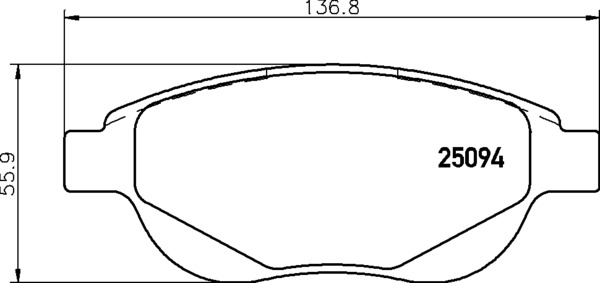 Set placute frana fata BREMBO Citroen C4 1.6/1.6D/2.0 11.04-07.11 137.0mm latime 57.0mm inaltime 19.0mm grosime