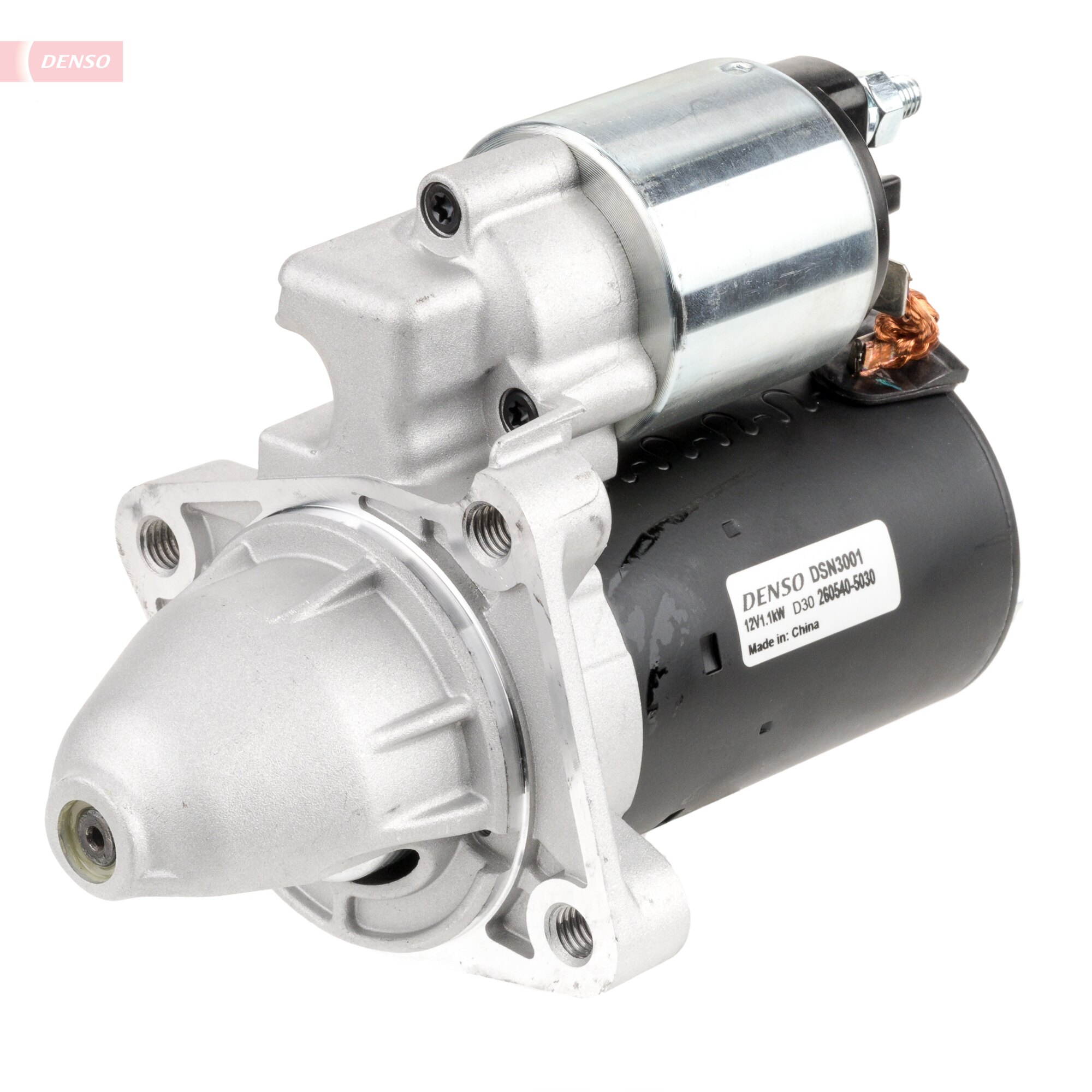 Demaror DENSO 12V 1.1kW 76.0mm 10 dinti 3 gauri pentru Volvo C30 S40 II V50 Ford B-MAX C-MAX Ecosport Fiesta Focus