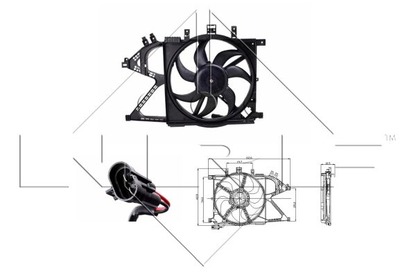 Ventilator Radiator NRF 368mm 12V 150W 6 Palete Opel Combo Tour Corsa C 1.0-1.8 09.00- Cu Carcasa