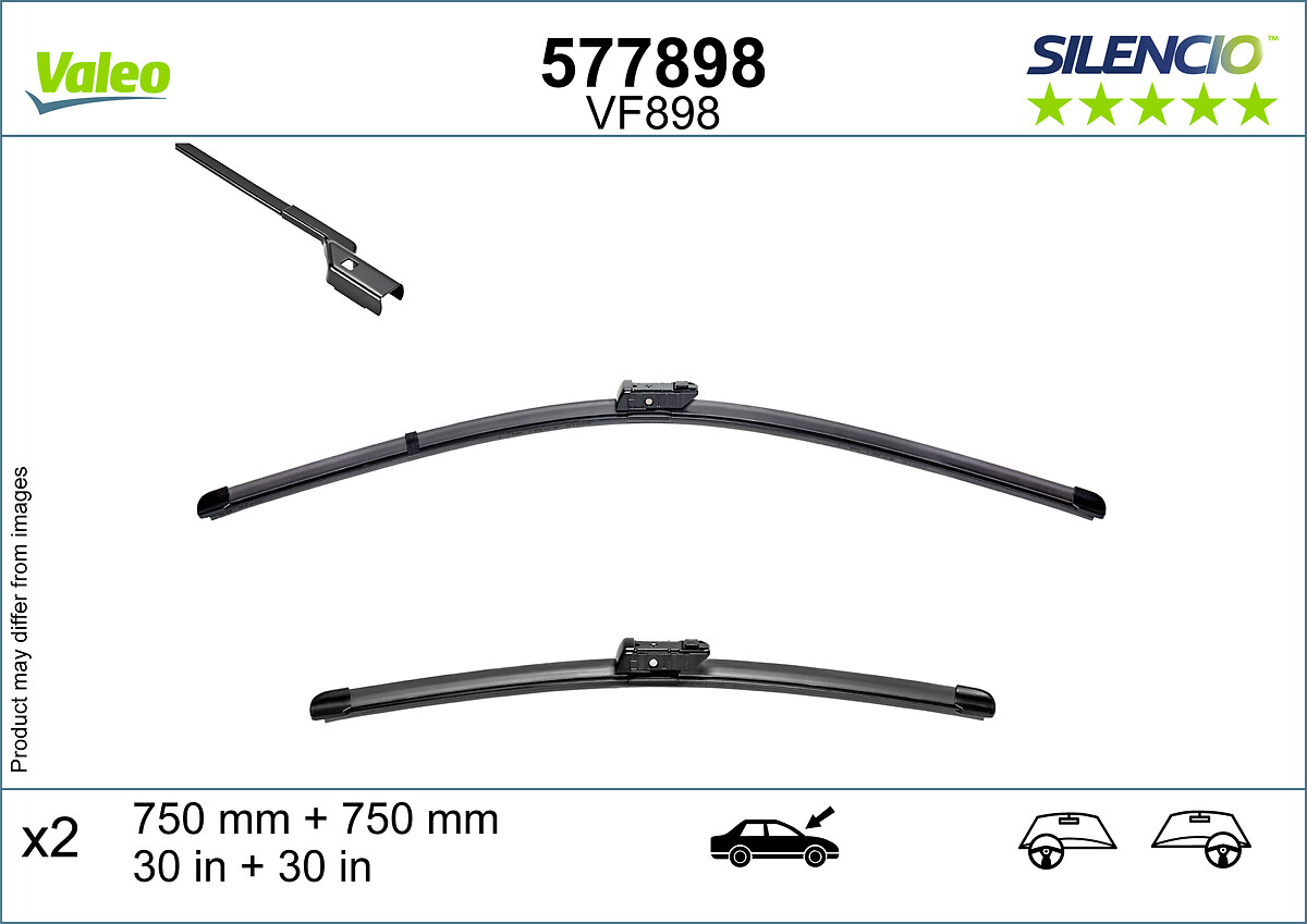 Lamela ștergător față cu spoiler 750mm Silencio 2 buc jointless VALEO pentru CUPRA BORN VW ID.3 11.19-