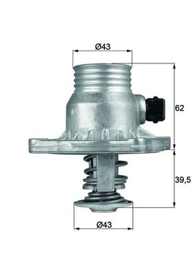 Termostat lichid răcire MAHLE sistem răcire 105°C carcasa BMW 5 E39 7 E38 3.5/4.4 02.96-12.03 diametru 43mm înălțime 62mm cu etanșare