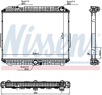 Radiator motor NISSENS fara cadru EURO 6 Inaltime 677mm Latime 960mm Grosime 56mm Mercedes Actros MP4 MP5 Antos Arocs