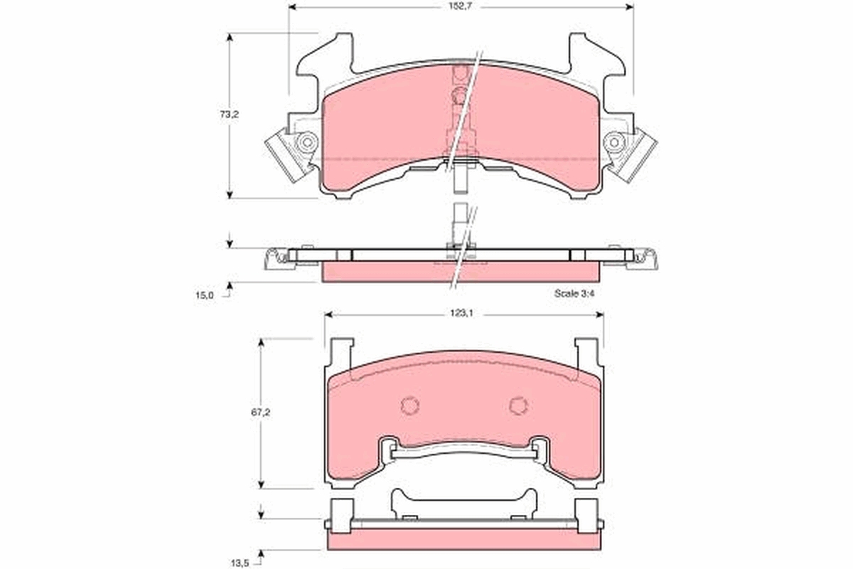 Set placute frana disc Fata TRW AUTOMOTIVE 72.9mm Inaltime 152.4mm Lungime 15.0mm Grosime BUICK CADILLAC CHEVROLET GMC MAZDA PONTIAC