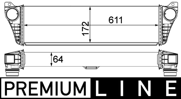 Intercooler MAHLE aluminiu Mercedes Viano Vito W639 2.2D 3.0D 611.0mm Inaltime 172.0mm Latime 64.0mm Grosime