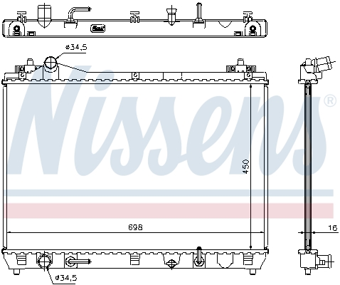 Radiator motor NISSENS automat Suzuki Grand Vitara II 2.0/2.4 aluminiu 450x698x16 mm plastic built-in oil cooler