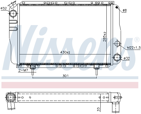 Radiator Motor NISSENS Renault 4/Minivan 1.1 Aluminiu 430mm Înălțime 285mm Lățime 34mm Grosime Plastic