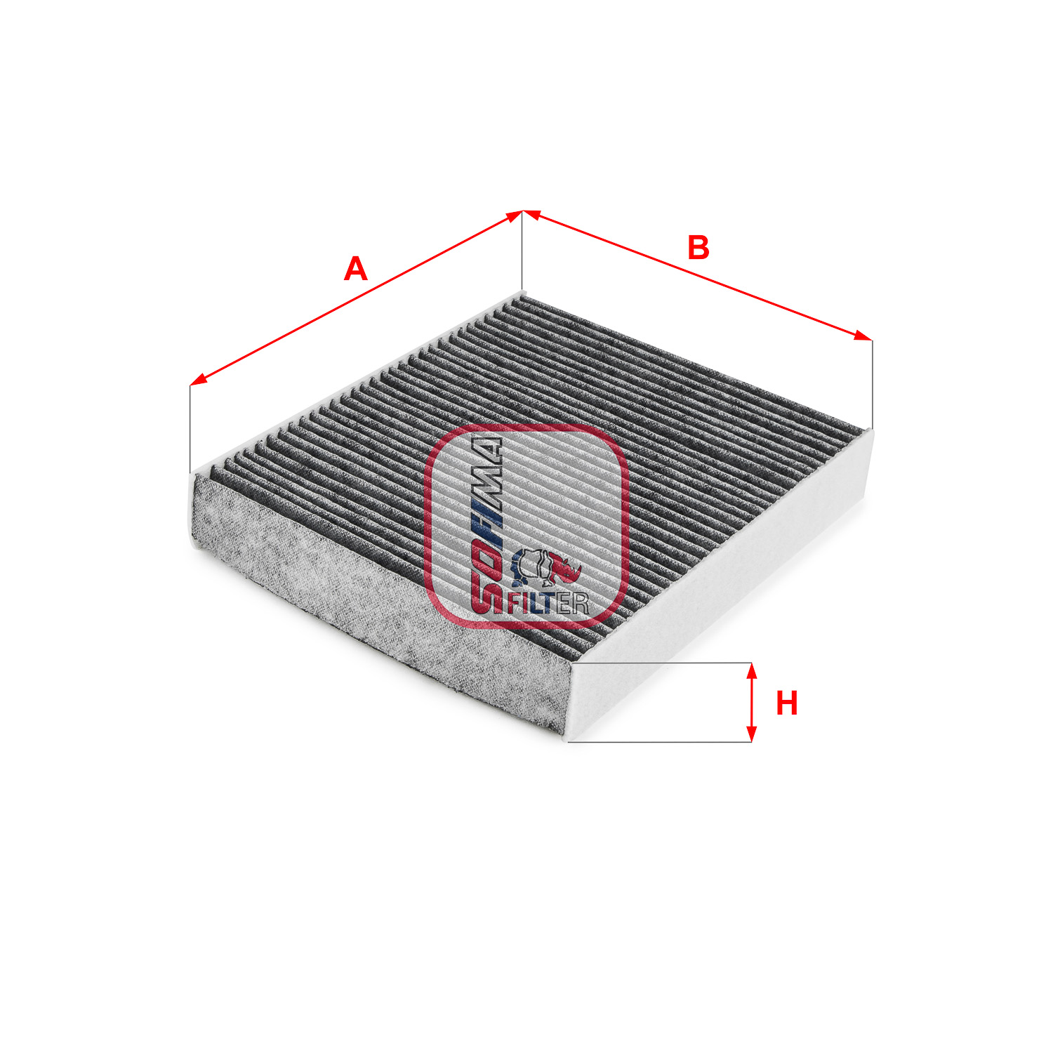 Filtru aer habitaclu carbon activat SOFIMA FERRARI 40mm x 215mm x 249mm