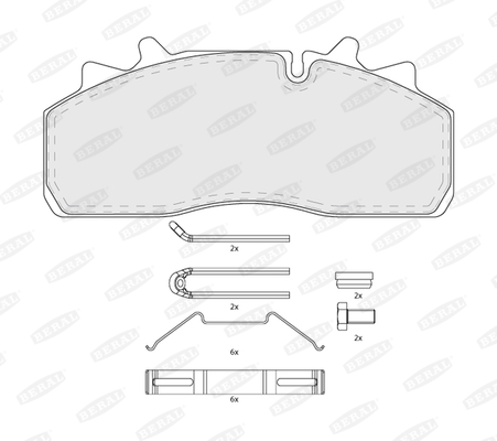 Set placute frana Fata/Spate WABCO PAN 19-1 BERAL DAF CF LF 55 RVI MIDLUM WVA 29159