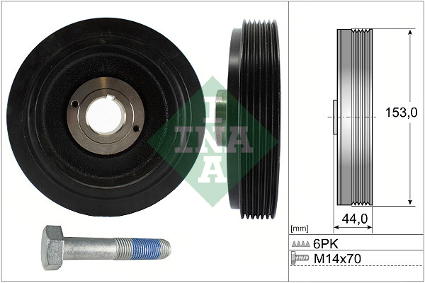 Set Fulie Arbore Cotit INA 6 Ribs Citroen Berlingo BX Evasion Jumper Jumpy Xantia Xsara ZX Fiat Ducato Scudo Ulysse 1.8D/1.9D