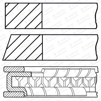 Set segmenti piston GOETZE 73,6mm 1,2-1,2-2,5mm Nissan Almera II 1.5 03.00-11.06