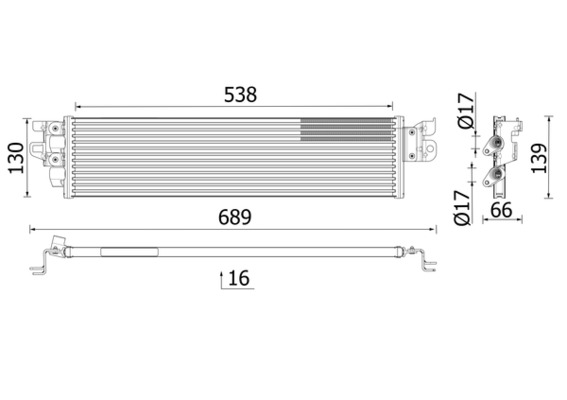 Radiator racire ulei cutie viteze automata MAHLE VW ARTEON 2.0 538mm x 130mm x 16mm 17mm admisie evacuare