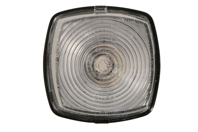 Lumina de delimitare HELLA obrysówka alb pătrat 62x62 mm IPX9K IP5K4K 12V 24V montare dreapta stanga ECE-R7 C5W Halogen