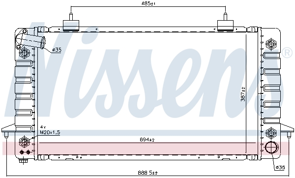 Radiator motor NISSENS aluminiu plastic Land Rover Discovery I Range Rover I 3.5-4.3 694x387x50 mm built-in oil cooler