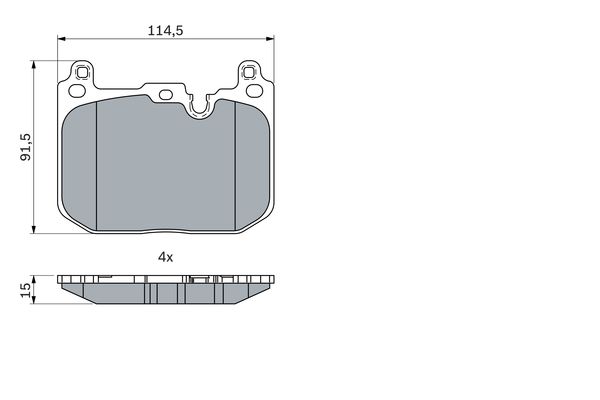 Set placute frana disc fata BOSCH MINI F56 F57 CLUBMAN F54 2.0 03.15- inaltime 91.5mm latime 114.5mm grosime 15.0mm senzori uzura da