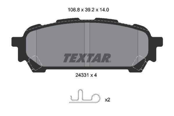 Set placute frana disc TEXTAR Spate Subaru Forester Impreza 2.0/2.5 Inaltime 39.2mm Latime 108.6mm Grosime 14.0mm