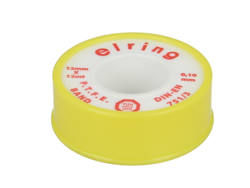 Banda de etansare teflon ELRING izolare filet grosime 0,1 mm temperatura 280°C lungime 12 m latime 12 mm alb rola EN 751/3