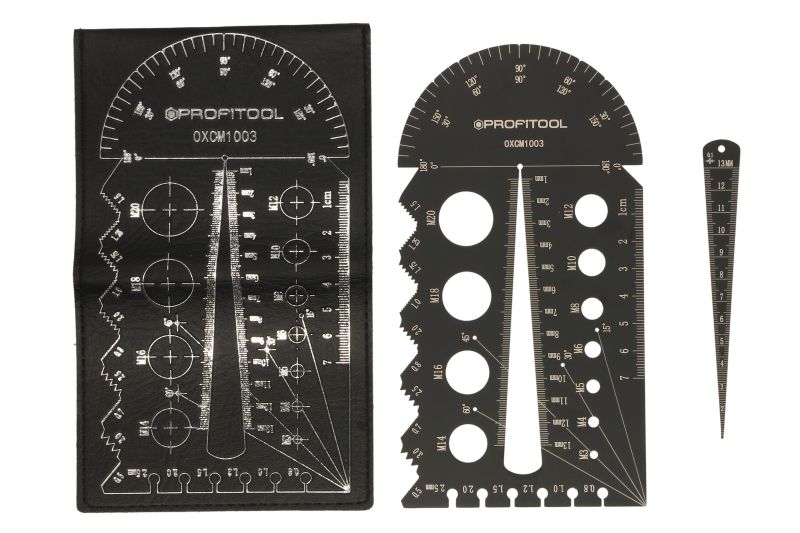Unelte de măsurare PROFITOOL Gabarit Pieptene Raportor Rigla Scara Banda de masurare metric universal Otel inoxidabil