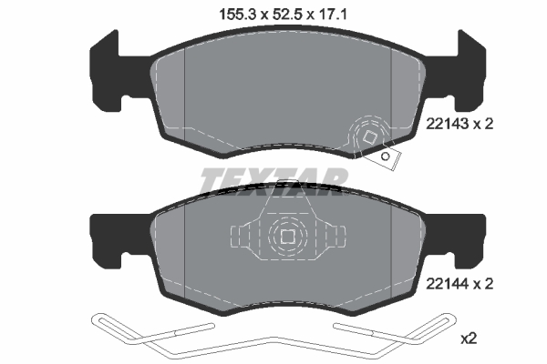 Set placute frana Fata OPEL CORSA E 1.0-1.4LPG 09.14- TEXTAR Inaltime 52.5mm Latime 155.3mm Grosime 17.1mm